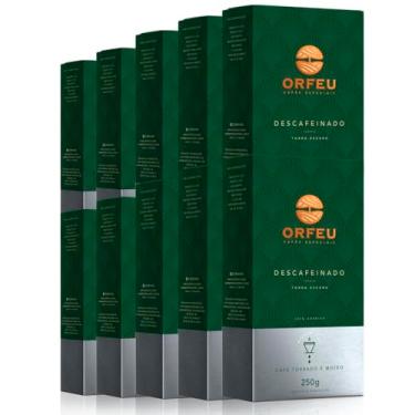 Imagem de Café Moído Premium Orfeu Descafeinado Kit 10 Pacotes de 250g
