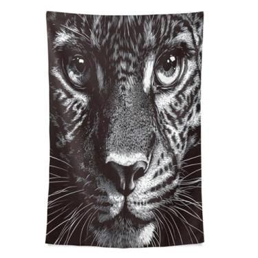 Imagem de STAYTOP Tapeçaria de parede com rosto de leopardo para decoração de casa, decoração de dormitório, sala de estar, quarto, tapete de parede (90 × 60 pol)