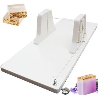 Imagem de Cortador de sabão de laje ajustável, cortador de sabão acrílico, mínimo de 2 cm e espessura máxima de 9,5 cm do sabão cortado, com fio único e escala transparente, para pão de bolo de manteiga de