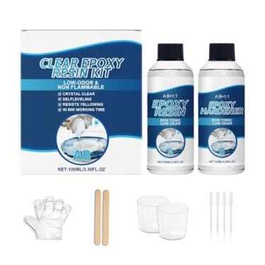 Imagem de Kit De Resina Epóxi - Revestimento Artesanal Transparente AB | Conjunto De Resina Epóxi,Para Arte Projetos Porta Copos Joias Chaveiro Marcador Brincos Artesanato