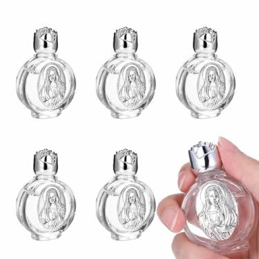Imagem de 6 peças de garrafa de água benta de vidro, garrafas decorativas, recipiente de água benta, recipientes de óleo vazios religiosos para igreja católica cristã, casamento em casa, lembrancinhas de festa