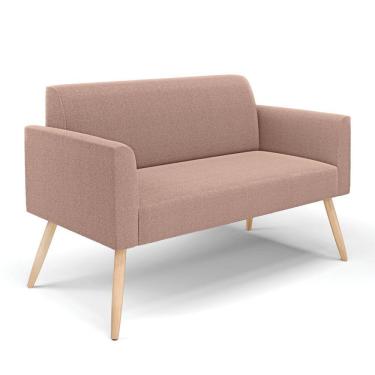 Imagem de Sofá 2 Lugares Namoradeira Pé Palito Natural Marisa Bouclê Rosê D03 - D'rossi