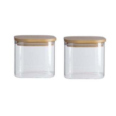 Imagem de Pote Hermético Quadrado para Mantimentos 500ml 800ml 1200ml Transparente com Super Vedação Organizador de Cozinha Multiuso (KIT 2 POTES (500ML))