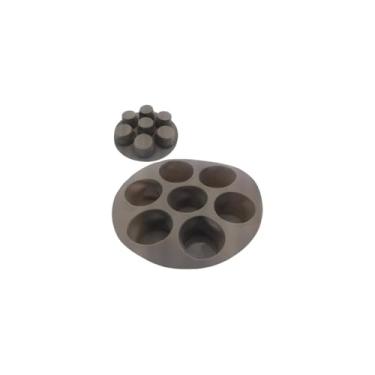 Imagem de Forma de Silicone para Cupcake Air Fryer, 7 Cavidades, Antiaderente, Vermelha e Cinza, 18cm Diâmetro, 83g