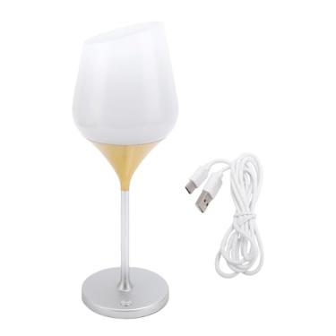 Imagem de Luocute Abajur de Mesa, Formato de Vidro de Vinho 2700K 5000K 3800K Abajur de Cabeceira LED Inclinado Recarregável Com Escurecimento Contínuo por USB, Adequado para Decoração de Quarto