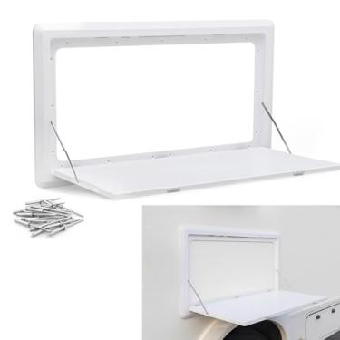 Imagem de Colingmill Mesa dobrável para trailers de 80 x 44 cm, dobrável, dobrável, ABS resistente, para piquenique, parede, dobradiça de aço inoxidável com trava para trailers e motorhomes