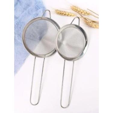 Imagem de Peneira Pequena Inox 10 cm para Cozinha - Utensílio Resistente, Coar Líquidos Farinhas, Gancho Apoio Panela