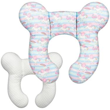 Imagem de DEEZOMO Travesseiro de pescoço de bebê – Travesseiro de cabeça de viagem atualizado para suporte de bebê, apoio de cabeça portátil para crianças e crianças para passeios de carro, aviões, viagens de