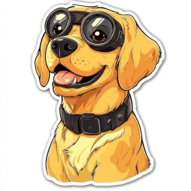Imagem de Adesivo de Parede Infantil de Animais Kawaii com Golden Retriever usando Óculos 30x30cm