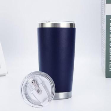 Imagem de CWPJUNDGP Caneca de carro de aço inoxidável de 590 ml, caneca de carro de camada dupla, isolamento térmico, isolamento térmico, copo mestre de gelo, grande capacidade