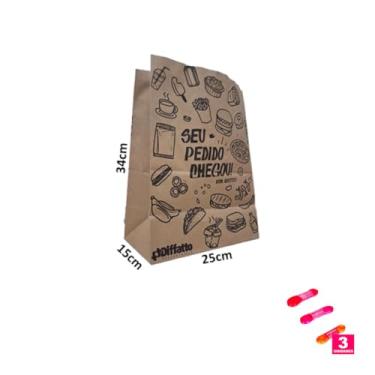 Imagem de Kit Saco SOS 7,5kg Impresso Lanche Com 50 Unidades E Fita Cetim 22mmX10m