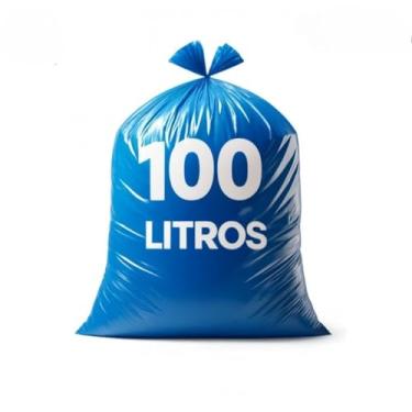 Imagem de Sacos de Lixo Azul 100 Litros Muito Reforçado e Grosso, Uso Doméstico e Comercial, Alta Durabilidade (10 Unidades)