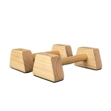 Imagem de Barra Paralela de Chão de Madeira de Pinus, Estável para Treino Crossfit em Casa e ao Ar Livre