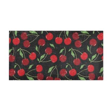 Imagem de Joisal Tapete de banheiro grande vermelho cereja 99 x 50 cm pelúcia pequenos tapetes absorventes acessórios de banheiro