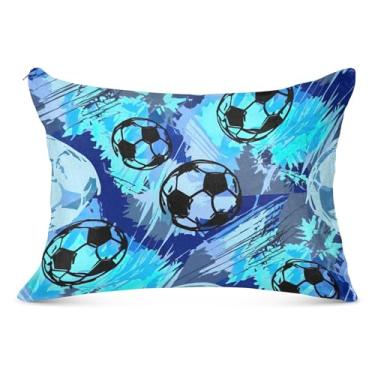 Imagem de Bolas de futebol abstratas grande zíper decorativo fronha longa King Queen tamanho padrão fronha linda almofada deslizante casa sala de estar, tamanho do corpo, 53 cm x 137 cm
