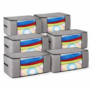 Imagem de 5 Organizador de Roupas de Cama/Mesa e Banho em Closet ou Guarda-Roupa.45x45x20cm Proteja Suas Roupas de Poeira e Mofo Organizador Flexível Cinza - Organizalux (5)