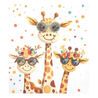 Imagem de Girafas de desenho animado divertido ímãs de geladeira decoração capa de eletrodoméstico, capa de lava-louças para a frente 58 cm L x 66 cm A