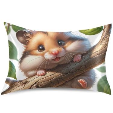 Imagem de Capas de almofada de cetim de animal fofo para resfriamento de cabelo capa de travesseiro estética padrão Queen King decoração de quarto estética, tamanho king, 101,6 cm x 50,8 cm