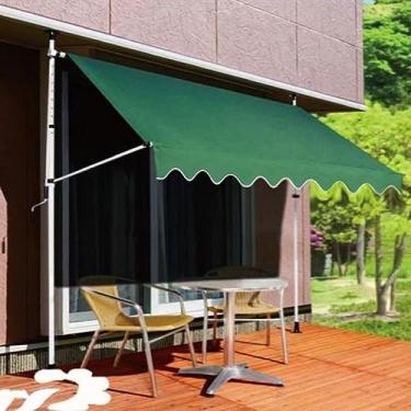 Imagem de CMOLVUR Toldo telescópico de pátio, toldo de jardim retrátil manual, toldo de proteção solar livre para gazebo restaurante café, verde, 2,5 m