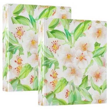 Imagem de Fichários personalizados com 3 anéis em verde floral pastel de 3 cm comporta 200 folhas, pastas, caderno, fofo, anel redondo, fichário, 31,5 x 27 x 6 cm, pacote com 2