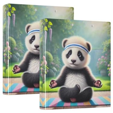 Imagem de Fichário Zen Panda Relaxe Meditação 3 argolas de 3 cm comporta 200 folhas de caderno estético, anel redondo, fichário resistente, 31,5 x 27 x 6 cm, 1 pacote
