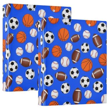 Imagem de Bolas Esportivas Bolas de Futebol Azul 3,8 cm Fichários 3 Anéis Comporta 200 Folhas Lindas Pastas Caderno Anel Redondo Fichário Playbill, 31,5 x 27 x 6 cm, Pacote com 2