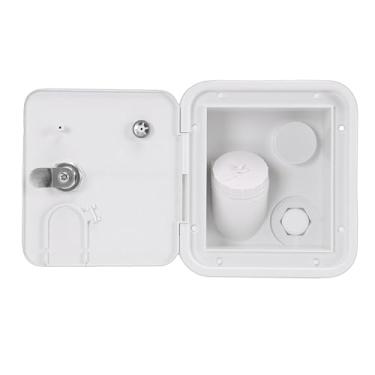 Imagem de Generic Entrada de água Quadrada para Trailer Com Tampa Com Trava, Furo de Ventilação de 1/2 e Furo de Conexão de 1/4 para Trailer (Branca)