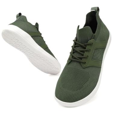Imagem de CFVKPT Tênis de corrida masculino com bico largo, sem cadarço, Oxford, tamanho 36-44, B - verde, 9.5 Wide