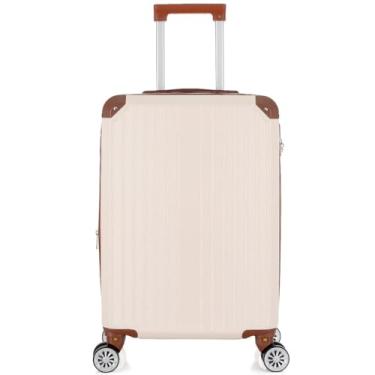 Imagem de Mala de Bordo 10kg ABS Expansível com Zíper Duplo Rodas 360° Cadeado Numérico Bagagem de Mão(Bege,N18-50 * 32 * 21)