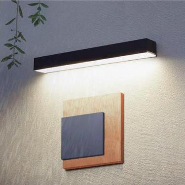 Imagem de GZZBMY Lâmpadas solares LED Lâmpadas de parede ao ar livre IP65 à prova d'água Lâmpada de parede externa moderna minimalista preta sem fio Iluminação de parede Magnética para corredor pátio pátio (luz