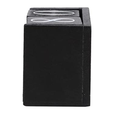 Imagem de Mingzhe Calendário de Madeira Vintage Bloco de Madeira Mês Data Exibição Decoração Escritório Doméstico Azul Preto para Escritório Doméstico (Preta)