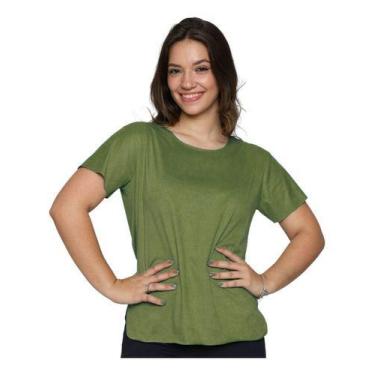 Imagem de Blusa manga curta suede corte a fio - verde - m - GIP, Verde, Militar,