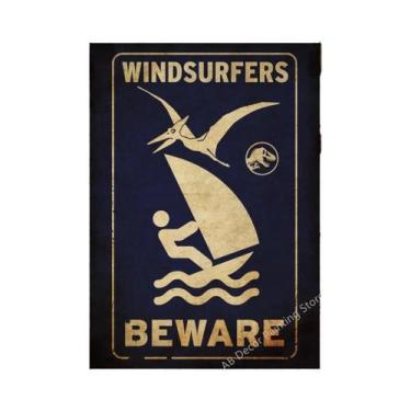 Imagem de Placa De Advertência Vintage De Dinossauro, Pôster Retrô, Arte Estétic