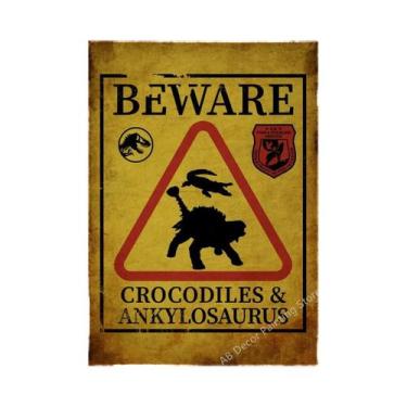 Imagem de Placa De Advertência Vintage De Dinossauro, Pôster Retrô, Arte Estétic