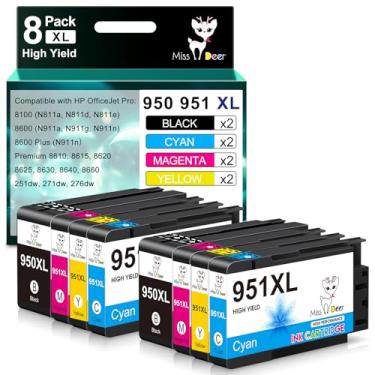 Imagem de Miss Deer Pacote combo de cartuchos de tinta 950 951, cartuchos de tinta compatíveis de substituição para HP 950 951XL, funciona para HP Officejet Pro 8610 8600 8620 8630 8640 8100 8615 251dw 271dw