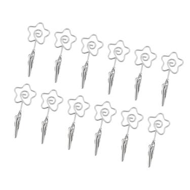 Imagem de 12pcs Clamp de Memo com Cabeça Suporte Cartão Metal Foto Arame Grip Aço Liga Duas Pontas para Exibição Fotos Penduradas Memos Notas Decoração Casa Esc