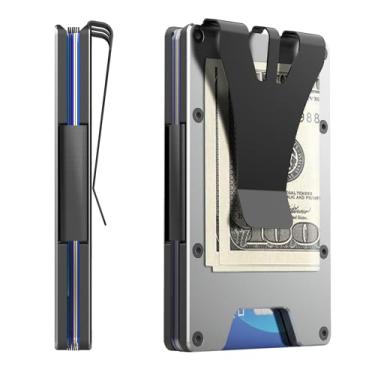 Imagem de Carteira minimalista Air Wallet com chip Airtag integrado, porta-cartão de crédito com bloqueio RFID, carteira fina para homens, compatível apenas com Apple Find My Ios, carteira rastreável, Gary 01,