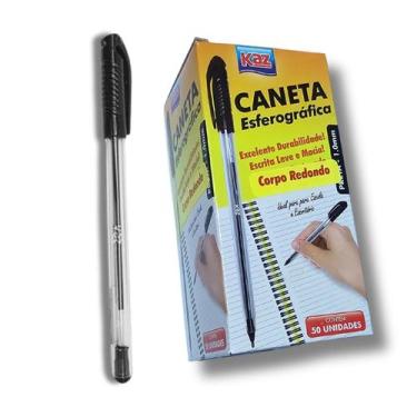 Imagem de Caneta Esferográfica 1.0 c/ Tampa Clips Preta Caixa 50 unid - Kaz