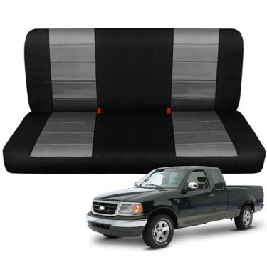 Imagem de Capas de assento traseiro de ajuste personalizado substituem para Ford F-150 1997-2003 Super Cabine traseira 40/60 banco dividido, tecido de malha, forro de espuma macia, almofada respirável Airmesh