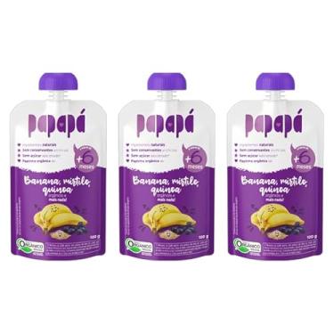 Imagem de Kit 3X: Papinha Org. de Banana, Mirtilo e Quinoa Papapá 100g