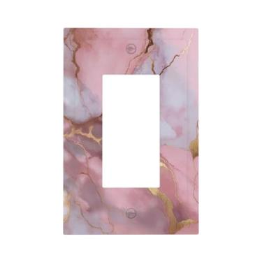 Imagem de Capas decorativas para interruptores de luz mármore rosa 1 Gang Rocker Outlet placa decorativa para interruptores de luz GFCI para decoração de casa