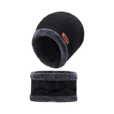 Imagem de Conjunto De Gorro, Cachecol E Luvas De Veludo Quente Para Homens, Mulh