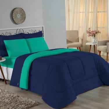 Imagem de Kit Edredom Dupla Face + Jogo de Lençol King Nobre 7 peças Malha 100% 