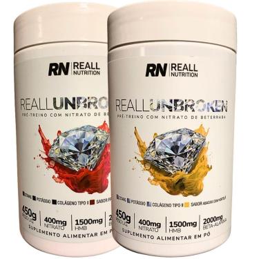 Imagem de Kit 2 Pré-Treino Unbroken Reall Nutrition 450g Citarg Hmb-Unissex