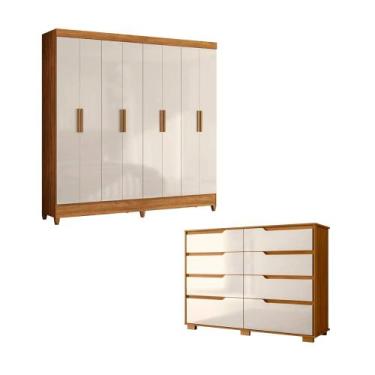 Imagem de Conjunto Guarda Roupa 8 Portas 2 Gavetas Com Cômoda 8 Gavetas Moval, F