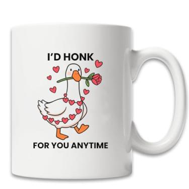Imagem de MissDaisy - Caneca fofa de amor de ganso, presente romântico engraçado para namorado namorada, "I d Honk for You Anytime Xícara de café, presente de humor de aniversário dos namorados, caneca de