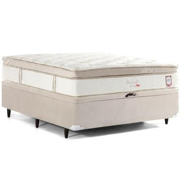 Imagem de Cama Box Baú Suede Casal Herval Channel Bambu, 79x138x188 cm, Molas Ensacadas