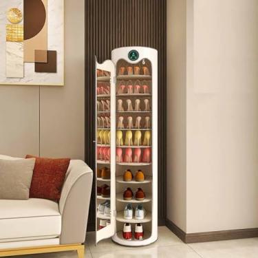 Imagem de Sapateira giratória redonda 360 Rcorner Otating Shoe Cabinet Organizer para sapatos Zapatero Giratorio 360 organizador de sapatos giratório para entrada sala de estar corredor (cor: Atualização