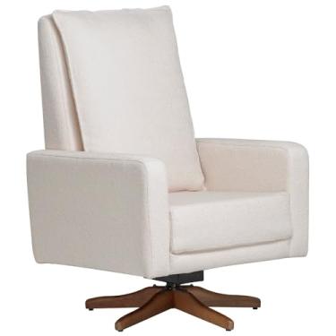 Imagem de Poltrona de Amamentação Com Balanço Giratória Noah D02 Bouclê Off White B-114 - Lyam Decor