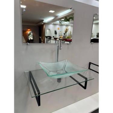 Imagem de Gabinete de Vidro para Banheiro – Tampo Lavatório Pia com Tamanhos 40x40/50x40/60x40cm, PPR, Organizador Moderno para Higiene Doméstica (INCOLOR,50X40)